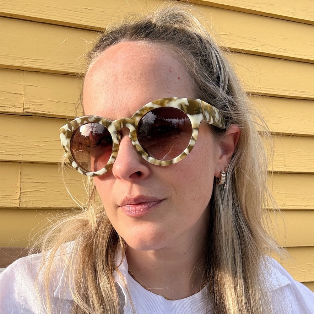 Jonathan Saunders Green/Brown Tortoise Rounded Cat Eye Sunglasses
